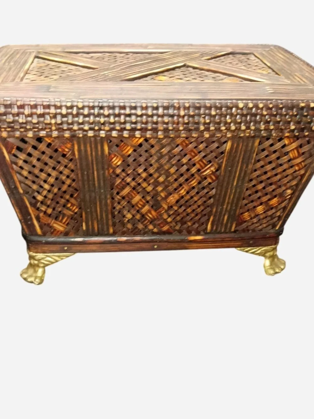 Woven Rattan Accent Storage‎ Chest in Brown